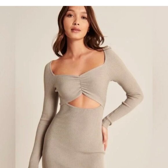Abercrombie & Fitch Cut Out Bodycon Midi Sweater Dress Size S - Picture 2 of 10